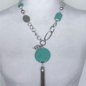 New Bohemian Hippie-Chic Large Turquoise Stone Women’s Fashion Necklace Sz L
